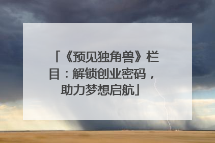 《预见独角兽》栏目：解锁创业密码，助力梦想启航