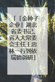「金种子企业」湖北省委书记、省人大常委会主任王忠林一行到依瑞德调研