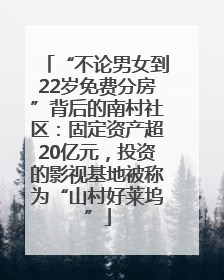 “不论男女到22岁免费分房”背后的南村社区：固定资产超20亿元，投资的影视基地被称为“山村好莱坞”