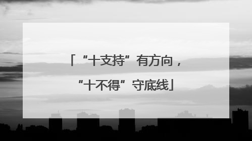 “十支持”有方向，“十不得”守底线