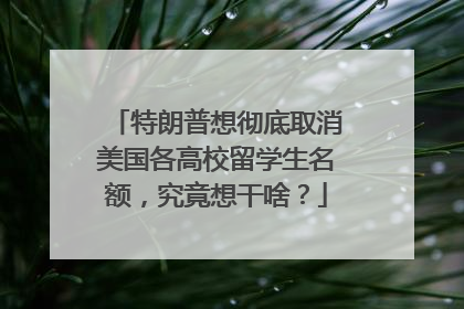 特朗普想彻底取消美国各高校留学生名额，究竟想干啥？