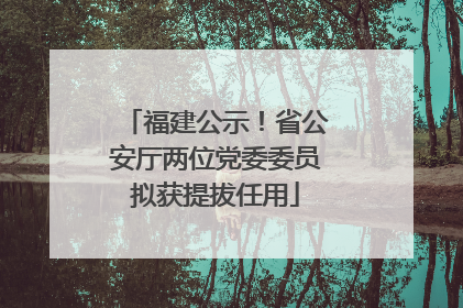 福建公示！省公安厅两位党委委员拟获提拔任用