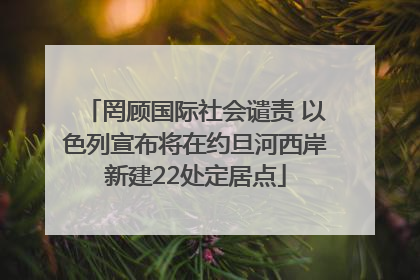 罔顾国际社会谴责 以色列宣布将在约旦河西岸新建22处定居点