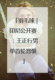 羽毛球｜印尼公开赛：王正行男单首轮晋级