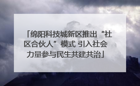 绵阳科技城新区推出“社区合伙人”模式 引入社会力量参与民生共建共治