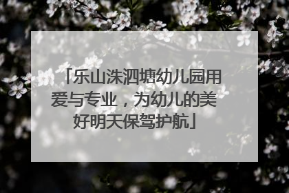 乐山洙泗塘幼儿园用爱与专业，为幼儿的美好明天保驾护航