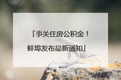 事关住房公积金！蚌埠发布最新通知