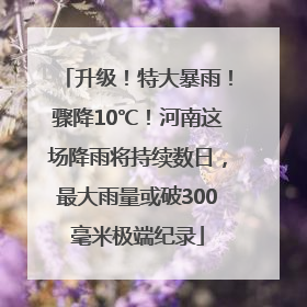 升级！特大暴雨！骤降10℃！河南这场降雨将持续数日，最大雨量或破300毫米极端纪录