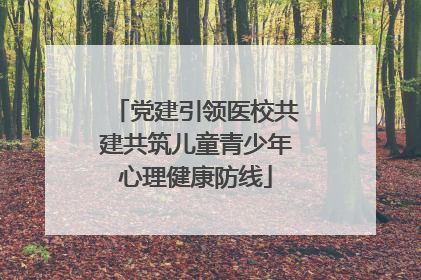 党建引领医校共建共筑儿童青少年心理健康防线