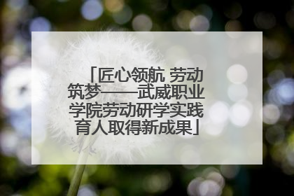 匠心领航 劳动筑梦——武威职业学院劳动研学实践育人取得新成果