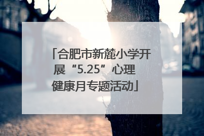 合肥市新麓小学开展“5.25”心理健康月专题活动