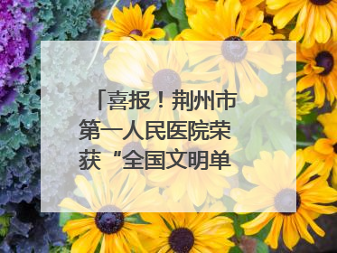 喜报！荆州市第一人民医院荣获“全国文明单位”称号