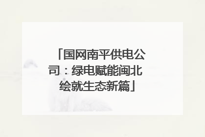 国网南平供电公司：绿电赋能闽北 绘就生态新篇