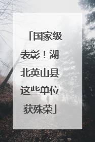 国家级表彰！湖北英山县这些单位获殊荣