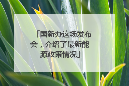 国新办这场发布会，介绍了最新能源政策情况