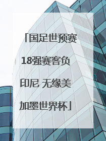 国足世预赛18强赛客负印尼 无缘美加墨世界杯