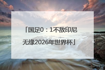 国足0：1不敌印尼 无缘2026年世界杯