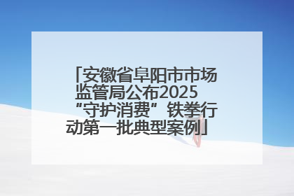 安徽省阜阳市市场监管局公布2025“守护消费”铁拳行动第一批典型案例