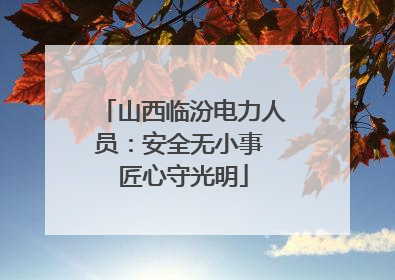 山西临汾电力人员：安全无小事 匠心守光明