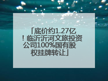 底价约1.27亿！临沂沂河文旅投资公司100%国有股权挂牌转让