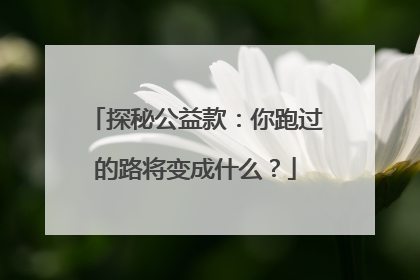 探秘公益款：你跑过的路将变成什么？
