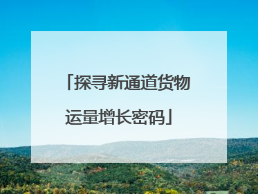 探寻新通道货物运量增长密码