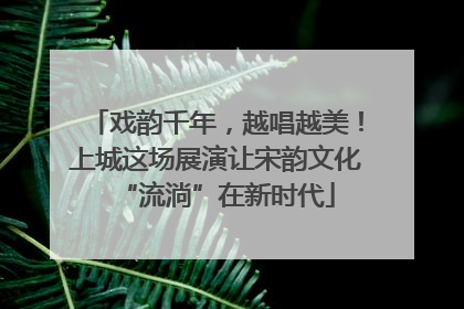 戏韵千年，越唱越美！上城这场展演让宋韵文化“流淌”在新时代