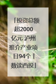 投资总额超2000亿元 泸州推介产业项目94个丨数读西投