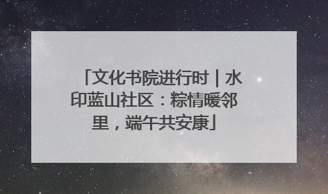 文化书院进行时｜水印蓝山社区：粽情暖邻里，端午共安康