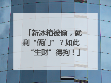 新冰箱被偷，就剩“俩门”？如此“生财”得拘！