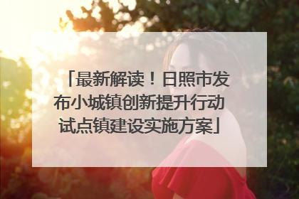 最新解读！日照市发布小城镇创新提升行动试点镇建设实施方案
