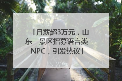 月薪超3万元，山东一景区招募语言类NPC，引发热议