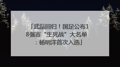 武磊回归！国足公布18强赛“生死战”大名单：杨明洋首次入选