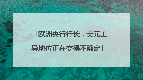 欧洲央行行长：美元主导地位正在变得不确定