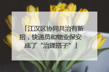 江汉区协同共治有新招，快递员和物业保安成了“治理搭子”