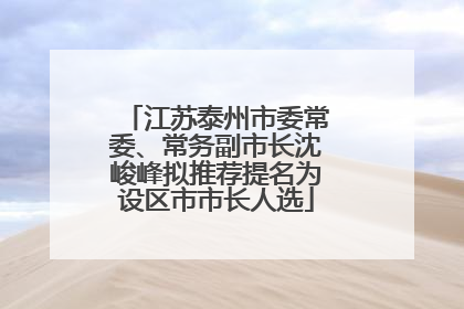 江苏泰州市委常委、常务副市长沈峻峰拟推荐提名为设区市市长人选