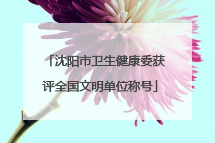 沈阳市卫生健康委获评全国文明单位称号