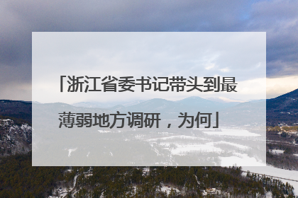 浙江省委书记带头到最薄弱地方调研，为何