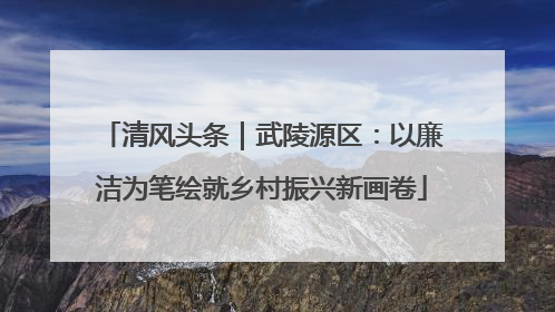 清风头条｜武陵源区：以廉洁为笔绘就乡村振兴新画卷