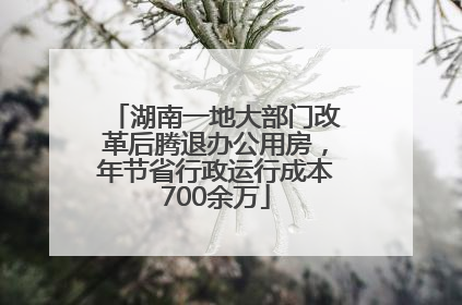 湖南一地大部门改革后腾退办公用房，年节省行政运行成本700余万