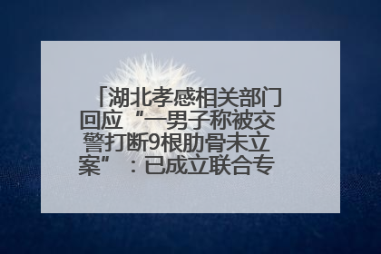 湖北孝感相关部门回应“一男子称被交警打断9根肋骨未立案”：已成立联合专班开展工作