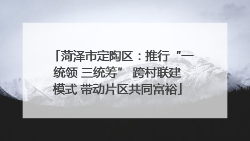 菏泽市定陶区：推行“一统领 三统筹” 跨村联建模式 带动片区共同富裕