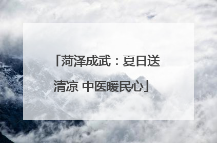 菏泽成武：夏日送清凉 中医暖民心