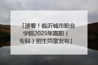 速看！临沂城市职业学院2025年高职（专科）招生简章发布