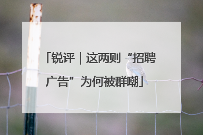 锐评｜这两则“招聘广告”为何被群嘲