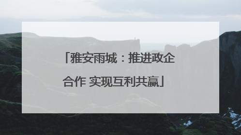 雅安雨城：推进政企合作 实现互利共赢