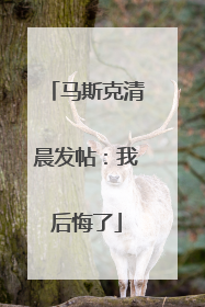马斯克清晨发帖：我后悔了