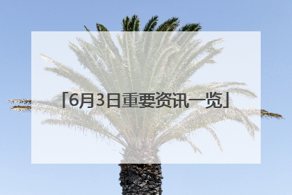 6月3日重要资讯一览